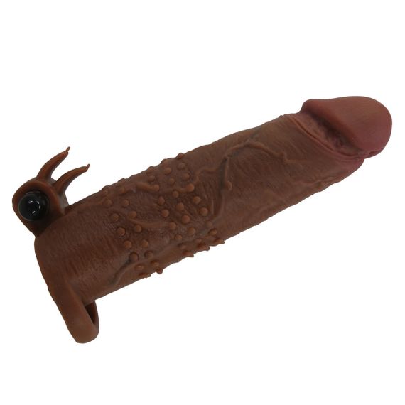 Подовжуюча насадка з вібростимуляцією Pretty Love - Quillon Vibrating Penis Sleeve Brown, BI-026281Z-1 Sex Aura | Зображення 2