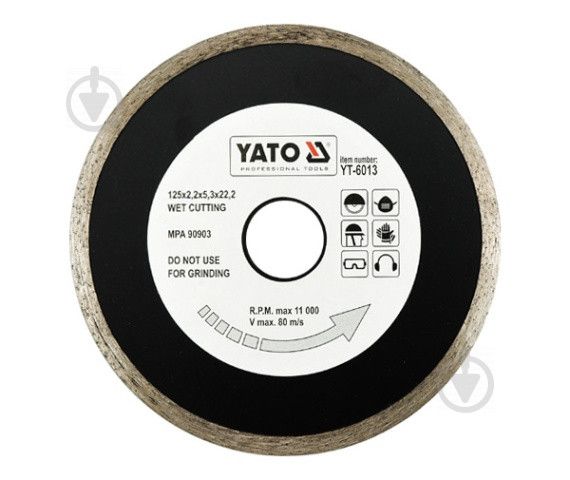 Диск алмазный отрезной YATO 125x2,2x22,2 керамика YT-6013