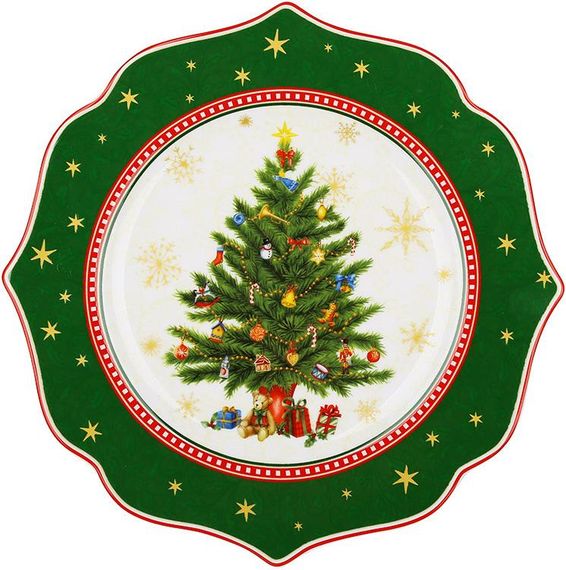 Тарілки порцелянові "Christmas Story" 4 тарілки Ø21см, зелений з білим