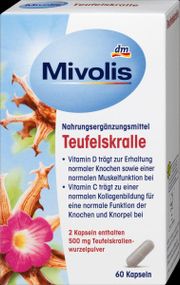 Капсулы "Mivolis", растения "Коготь Дьявола" (Гарпагофитум) для лечения суставов, 60 шт., Германия