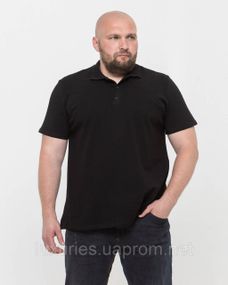 Футболка мужская ПОЛО  -  Черная с коротким рукавом 4XL