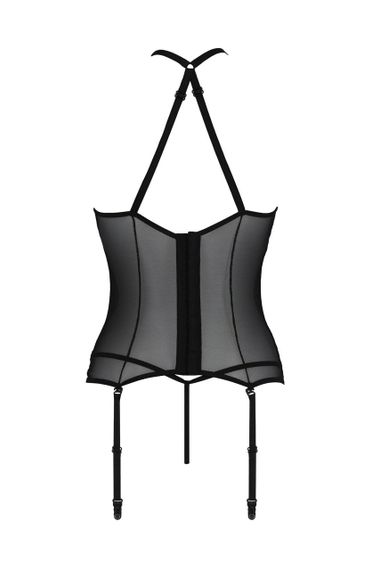 Корсет с пажами Passion SATARA CORSET L/XL black, стринги, кружево, застежки спереди и сзади sexstyle | Зображення 3
