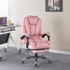 Крісло офісне з масажем та підставкою для ніг Bonro Бонро B-6071 рожеве (42412122)