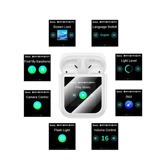 Бездротові TWS навушники Hoco EW80 Magnificent with Touch Screen White | Зображення 6