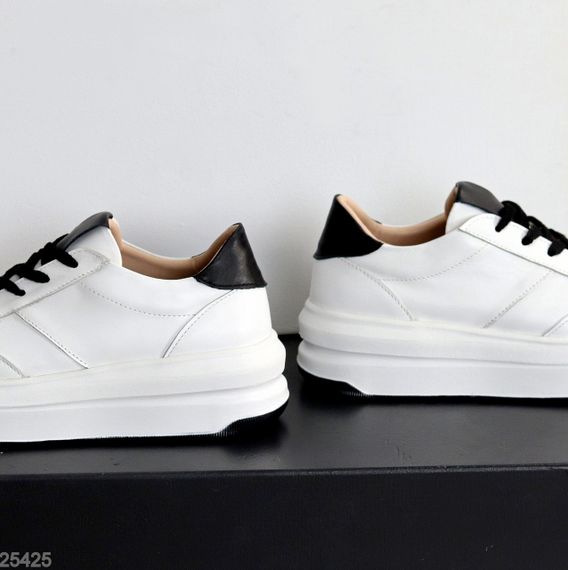 Молодежные белые кроссовки натуральная кожа с перфорацией | Зображення 8