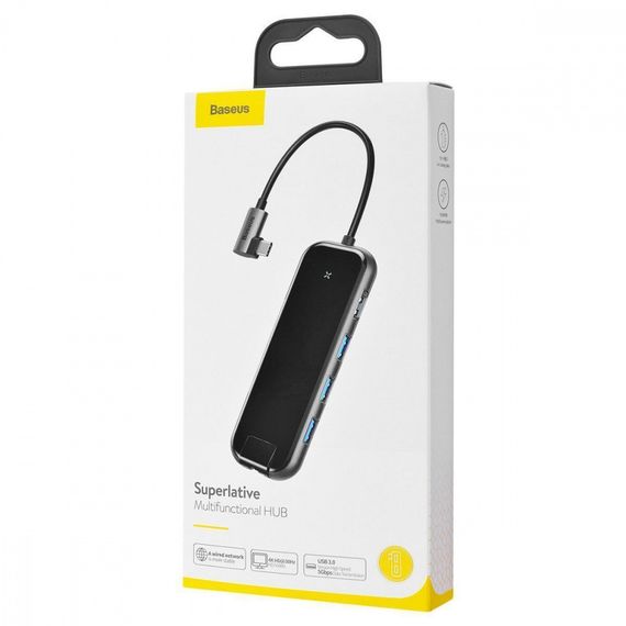 USB-Хаб Baseus Multi-functional (Type-C to 3xUSB3.0+HD4K+RJ45+PD) | Зображення 1