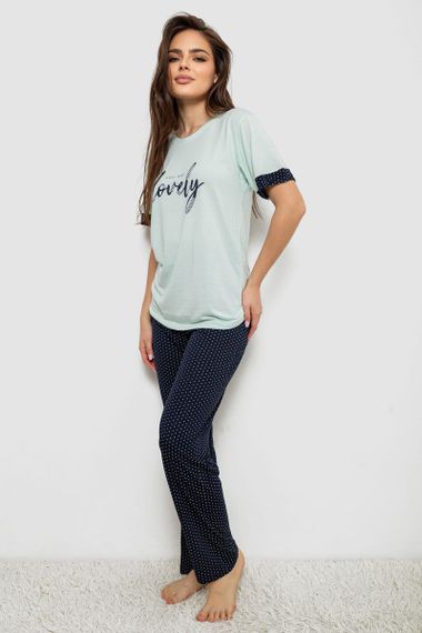 Пижама женская с принтом  -уценка, цвет мятный, 243R2113-U-10 | Зображення 2