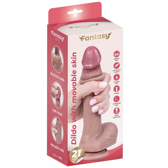 Реалістичний силіконовий фалоімітатор Silicone dildo with foreskin and realistic testicles 21 cm Sex Aura | Зображення 1