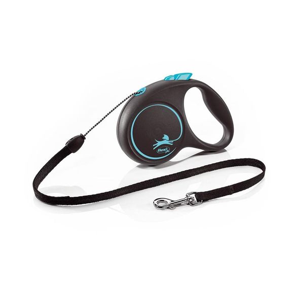 Рулетка Flexi Black Design S, трос 5 м, синий