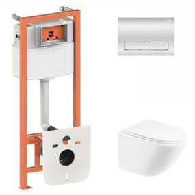 Набір Qtap Nest 4 в 1 підвісний унітаз Robin Ultra Quiet 490x365x325 + комплект інсталяції QT1333046EUQW45144