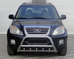 Кенгурятник WT003 (нерж.) d60 с надписью для Chery Tiggo I 2005-2014 гг