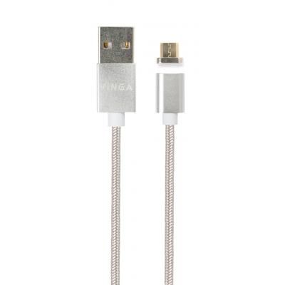 Дата кабель USB 2.0 AM to Micro 5P 1.0m Magnetic Vinga (VCPDCMMAG1S) (VCPDCMMAG1S) | Зображення 1