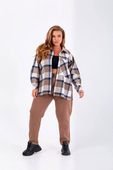 Женский теплый костюм рубашка и штаны NB23031 цвет мокко, размер 46/50 | Зображення 3