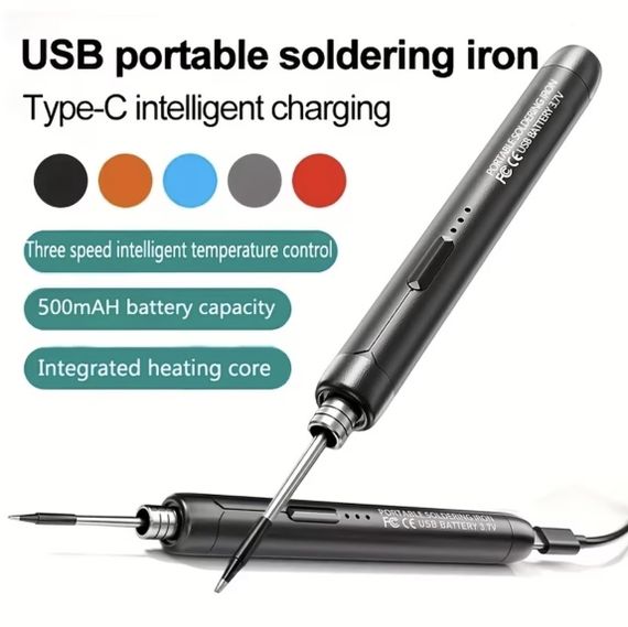 Портативный USB/беспроводной паяльный набор с регулируемой температурой. Черный | Зображення 6