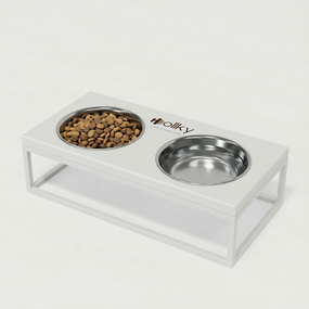 Миски на подставке для средних собак и больших котов Hollky Base M (2 × 0,95 л) BM-422110-WHWH