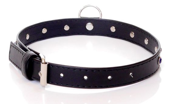 Нашийник зі штучної шкіри з кристалами Fetish Boss Series - Collar Navy Blue Crystal, BS3300118 Sex Aura | Зображення 1