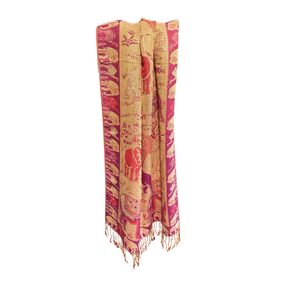 Шарф кашеміровий золото з рожевим Слон Pashmina 77857575 | Зображення 3