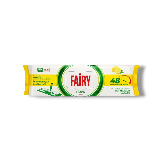 Вологі серветки для швабри Fairy Lemon (Лимон) — Змінні насадки для прибирання підлоги, 50 шт. | Зображення 1