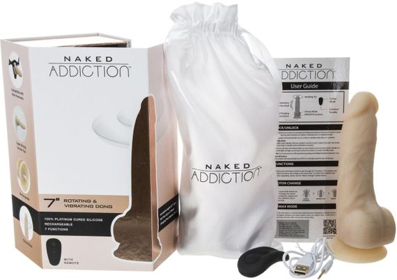Фалоімітатор з вібрацією та ротацією Naked ADDICTION Chris 7″ Rotating & Vibrating Dong, пульт ДК sexstyle | Зображення 6