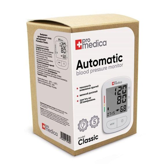 Тонометр автоматический Promedica Classic на плечо с адаптером гарантия 10 лет