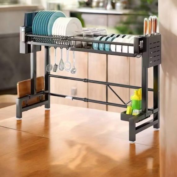 Стеллаж кухонный сушилка для посуды металл+пластик kitchenware RM-23-1 Черный