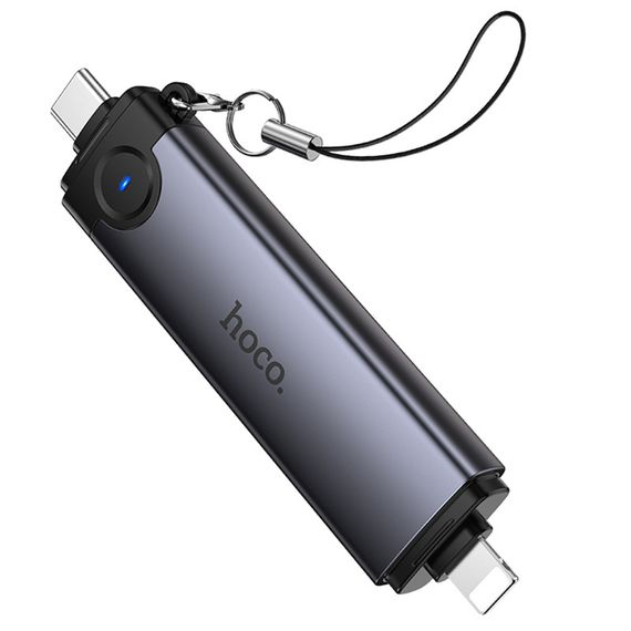 Картридер Hoco HB56B Victory 5in1 Type-C/Lightning to SD/TF3.0 + USB 2.0 Metal gray | Зображення 3