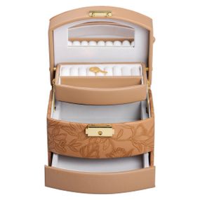 Скринька для прикрас з еко шкіри 3 яруси із замком органайзер для ювелірних виробів HP-5-23BR