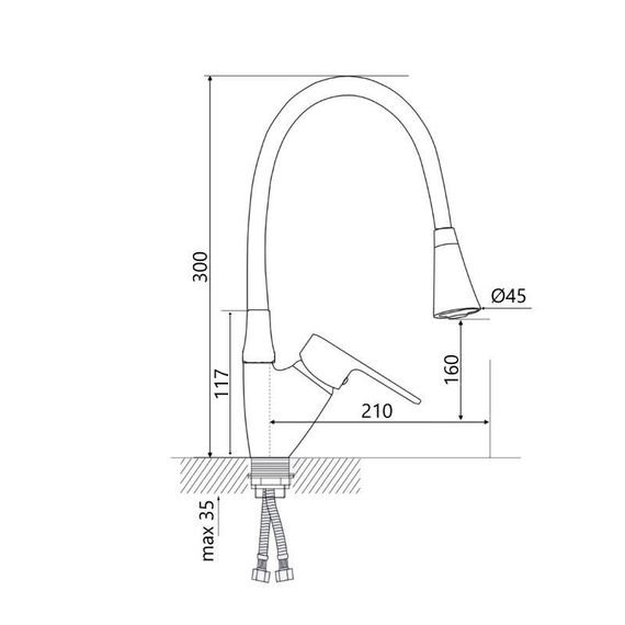 Змішувач для кухні Lidz Tani 008F3 з гнучким виливом (k40) LDTAN008F3GCR39507 Chrome/Grey | Зображення 1