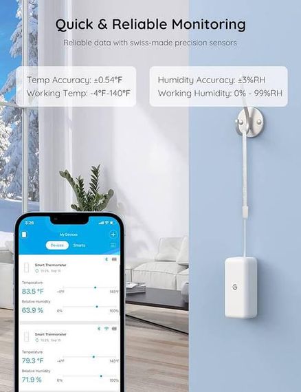 Умный wi-fi термометр гигрометр цифровой Govee Life | Зображення 5