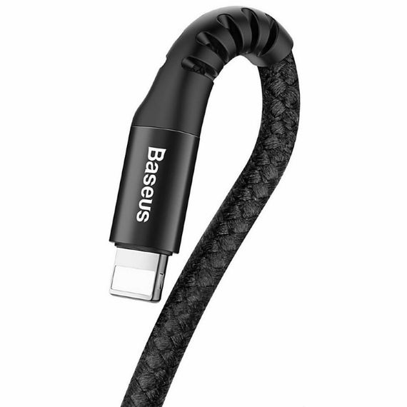 Дата кабель USB 2.0 AM to Lightning 1.0m Fish eye Spring 2A black Baseus (CALSR-01) | Зображення 1