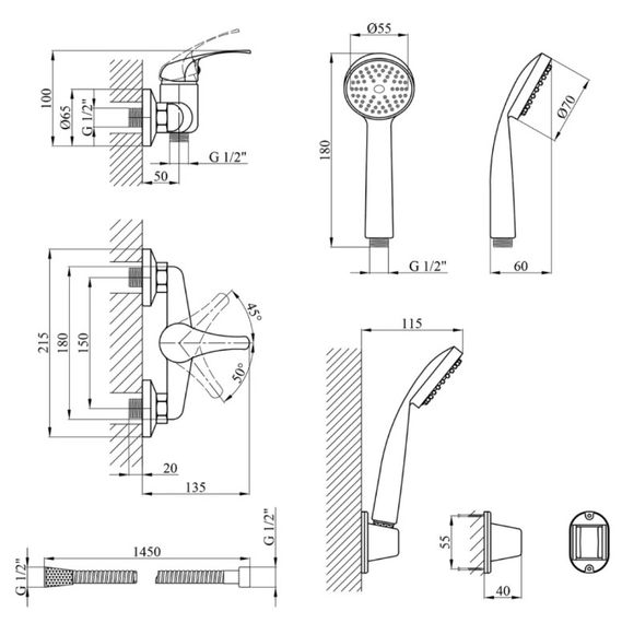 Змішувач для душа Agua Leon-C050 (CV012076) | Зображення 1