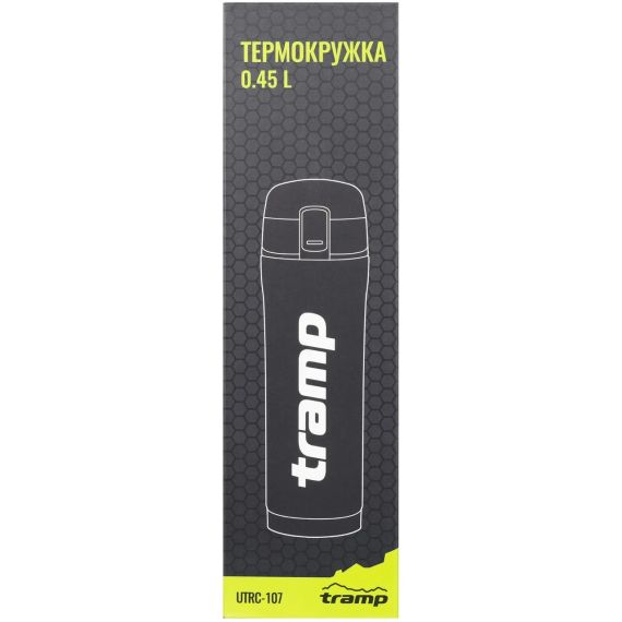 Сталевий термос для чаю, кава 0.5 л Чорний Tramp неіржавка сталь, герметична кришка з кнопкою-фіксатором, для авто та прогулянок | Зображення 3