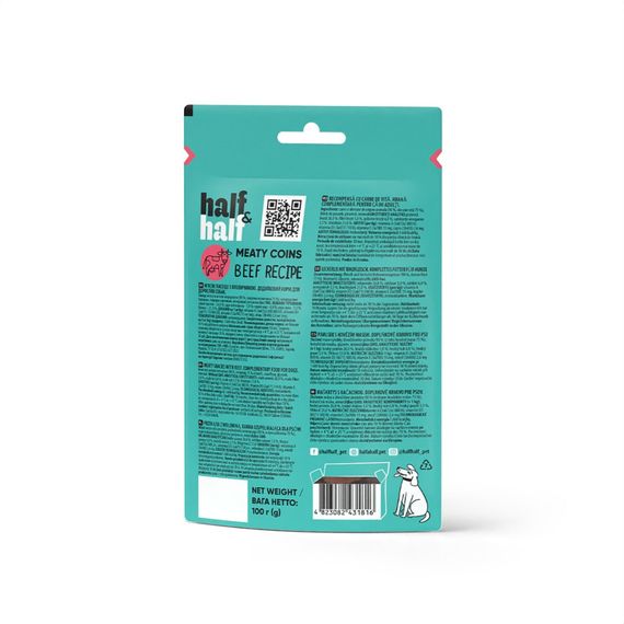 Ласощі HalfHalf м ясні монетки для собак з яловичиною 100 г | Зображення 5