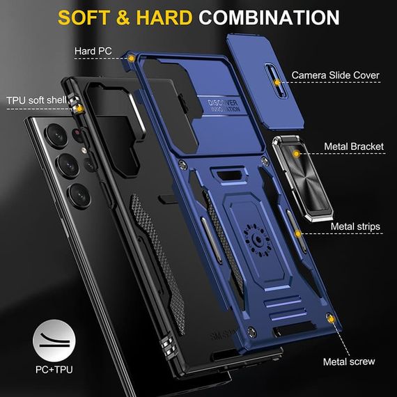 Ударостійкий чохол Camshield Army Ring для Samsung Galaxy S24 Ultra Синій / Navy | Зображення 1