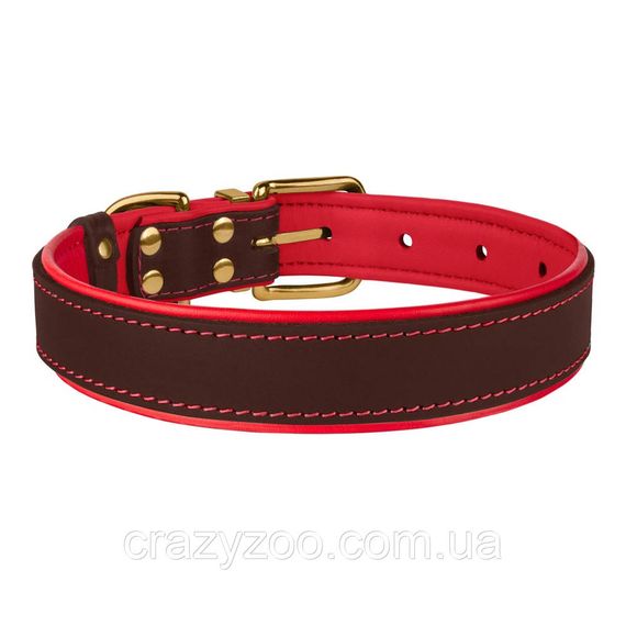 Нашийник для собак BronzeDog шкіряний коричнево-червоний 2.5х38-48 см 62073/Т | Зображення 2