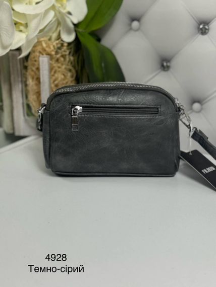 Сумка маленькая кросс-боди на длинном ремешке через плечо Темно-серая | Зображення 6