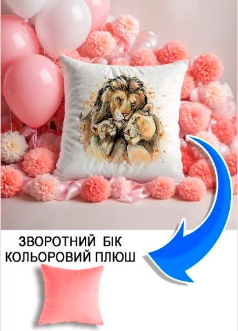 Подушка плюшева Мерч Крафт Дизайн з принтом Леви рожевий плюш квадратна 33х33 см