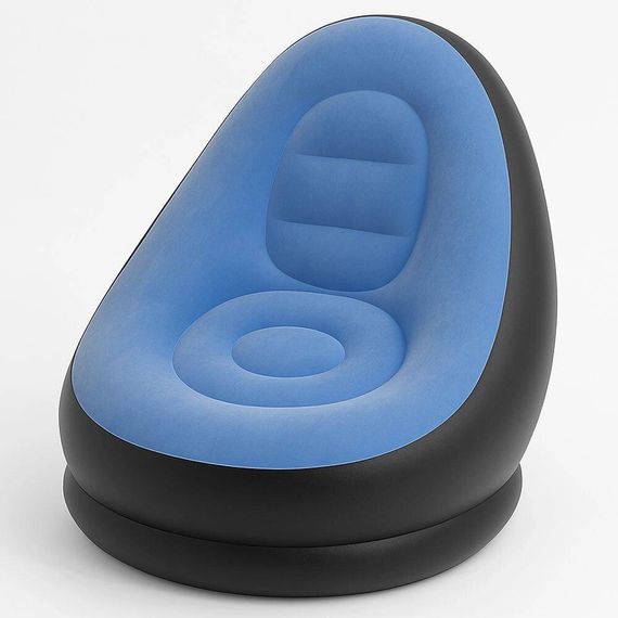 Надувний диван із пуфом Air Sofa та насосом для комфортного відпочинку в яскравому блакитному кольорі | Зображення 2