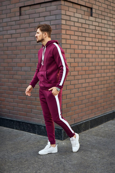 Костюм Лампас Зима бордо-белый S L, бордо-белый | Зображення 1