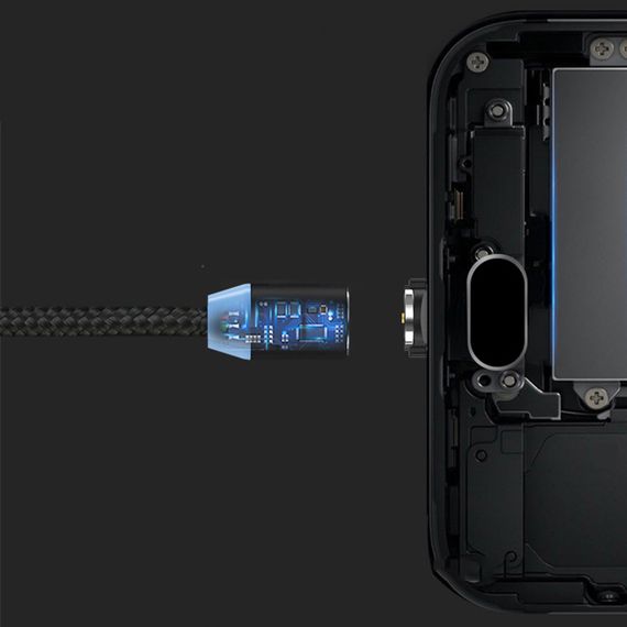 Магнитный кабель для зарядки Topk USB (TK17i-VER2) Lightning Black 2m 2.4A 360° зарядный кабель | Зображення 4