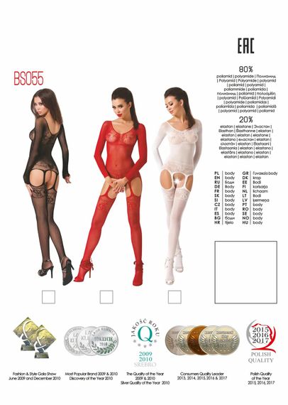Бодістокінг BS055 black Passion, сітка, з відкритим доступом, чорний, One SIze | Зображення 5