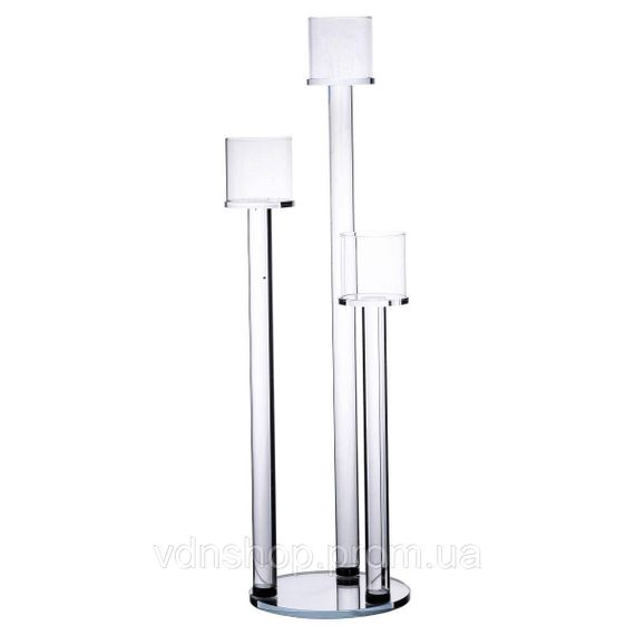 Подсвечник стеклянный на 3 свечи 16×57 см подсвечник декоративный прозрачный на ножке HP-4-15