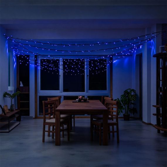 Новорічна гірлянда вулична 50 м 500 LED з сонячною батареєю чорний провід Синій SB500L50MBBL | Зображення 3