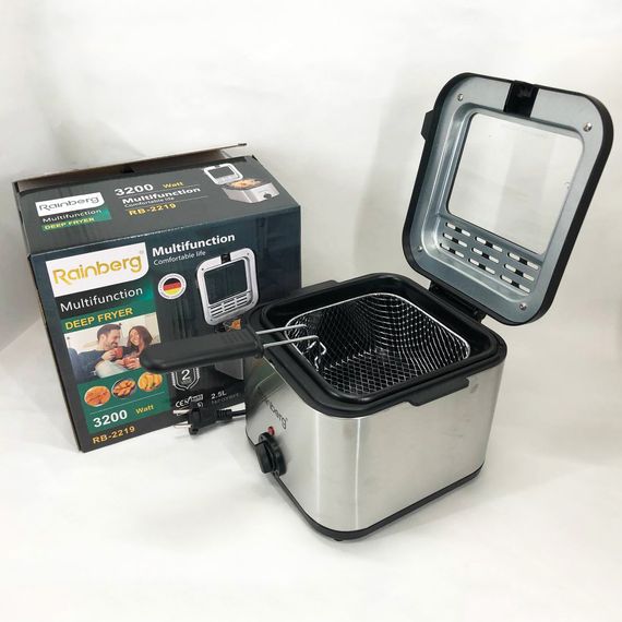 Фритюрниця для дому Rainberg RB-2219 з терморегулятором та знімною чашею електрофритюрниця міні фритюрниця | Зображення 3