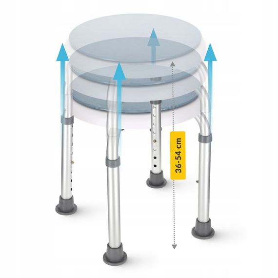 Стілець-табурет поворотний 4FIZJO для ванної та душу, регульований White/Grey (P-5905973403412) | Зображення 6