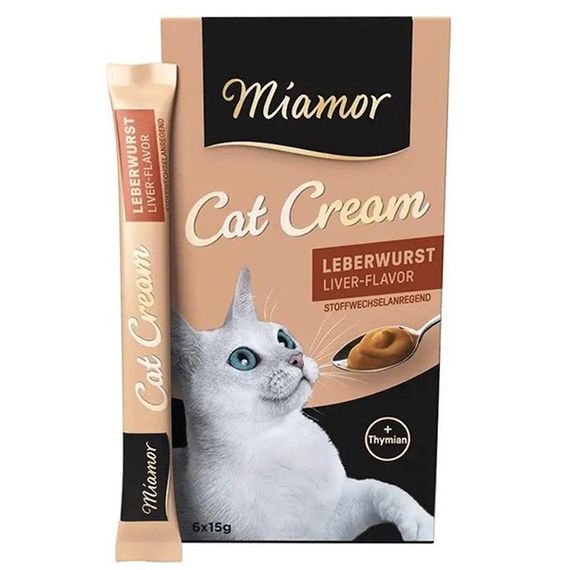 Жидкие лакомства для котов с печенкой Miamor Cream Leberwurst, 15 гр х 6 шт