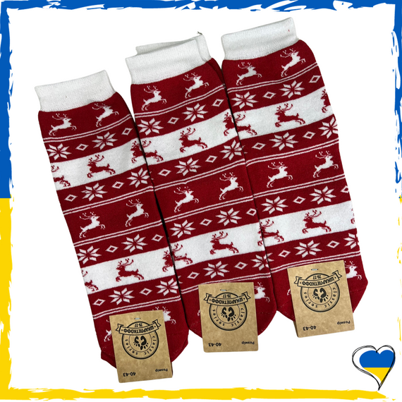 Шкарпетки новорічні махрові. Шкарпетки на подарунок. Новорічні шкарпетки. 41-45