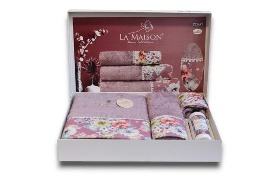 Подарунковий набір бамбукових рушників La Maison, 3 шт. з ароматом Yomy | Зображення 2