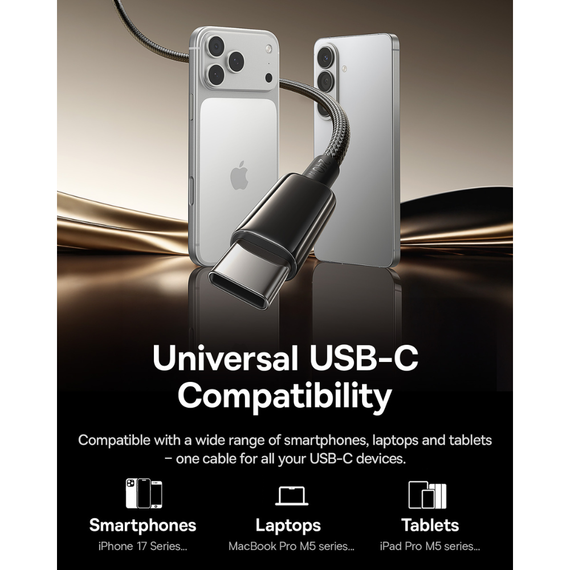 Кабель Baseus Tungsten Gold Air Fast Charging Data Cable Type-C to Type-C 240W 1.2m Чорний | Зображення 6