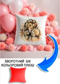 Подушка плюшева Мерч Крафт Дизайн з принтом Леви червоний плюш квадратна 33х33 см